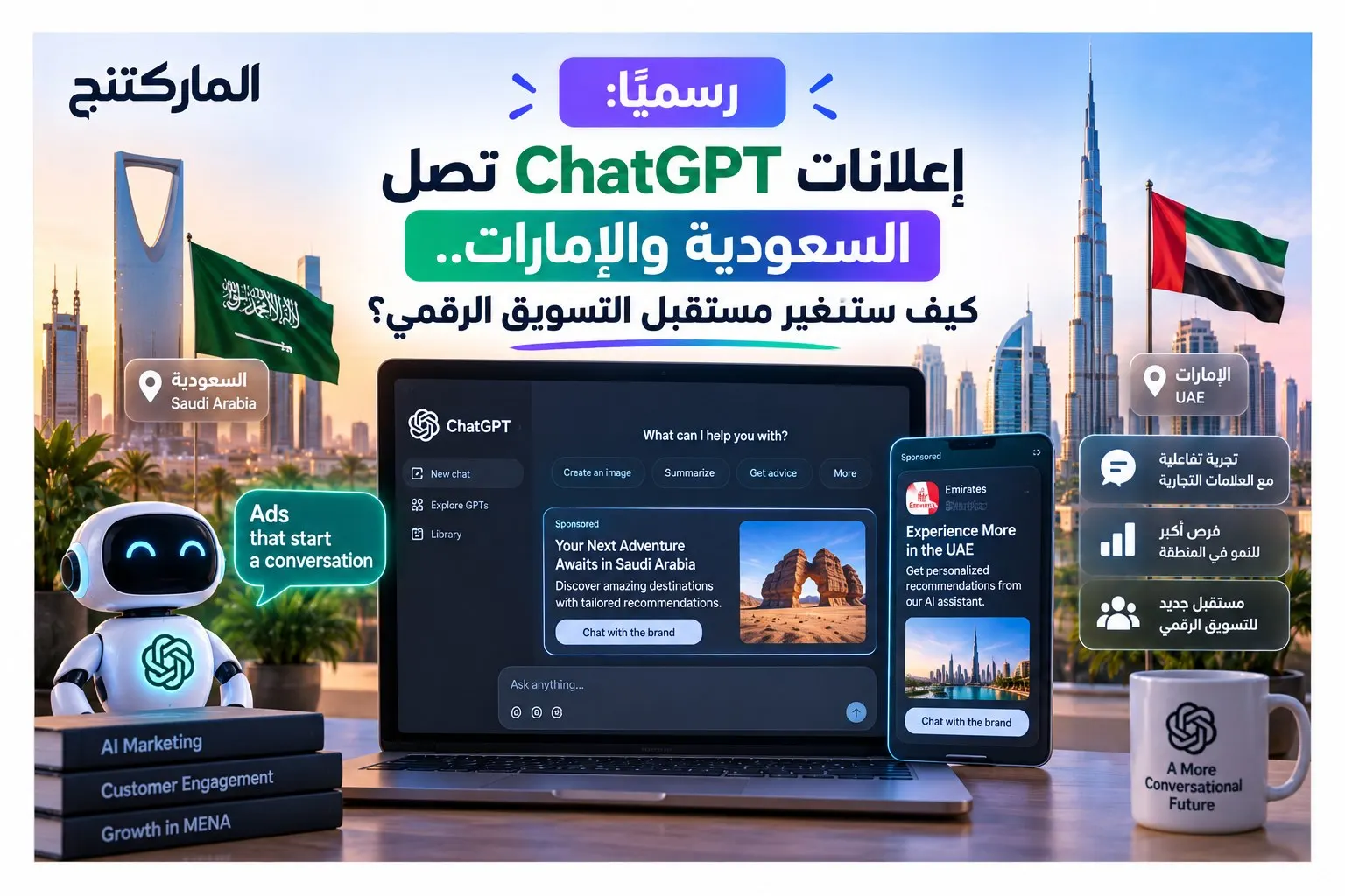 إعلانات ChatGPT تفتح أبوابها للشركات في السعودية والإمارات لتعيد رسم خريطة التسويق الرقمي