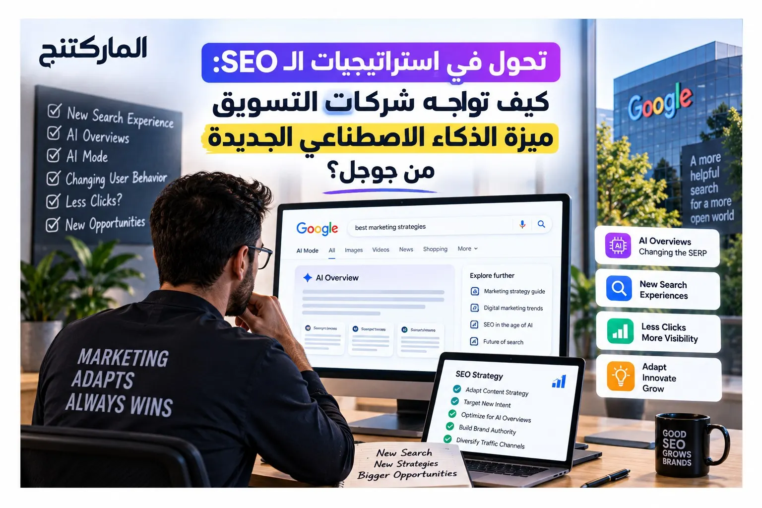 تحول في استراتيجيات الـ SEO: كيف تواجه شركات التسويق ميزة الذكاء الاصطناعي الجديدة من جوجل؟