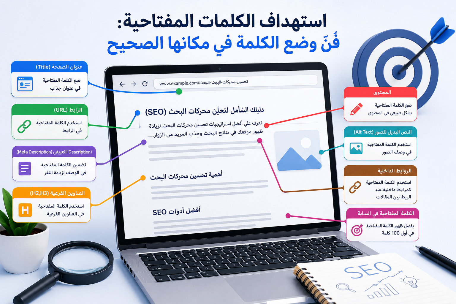 3. استهداف الكلمات المفتاحية: فنّ وضع الكلمة في مكانها الصحيح