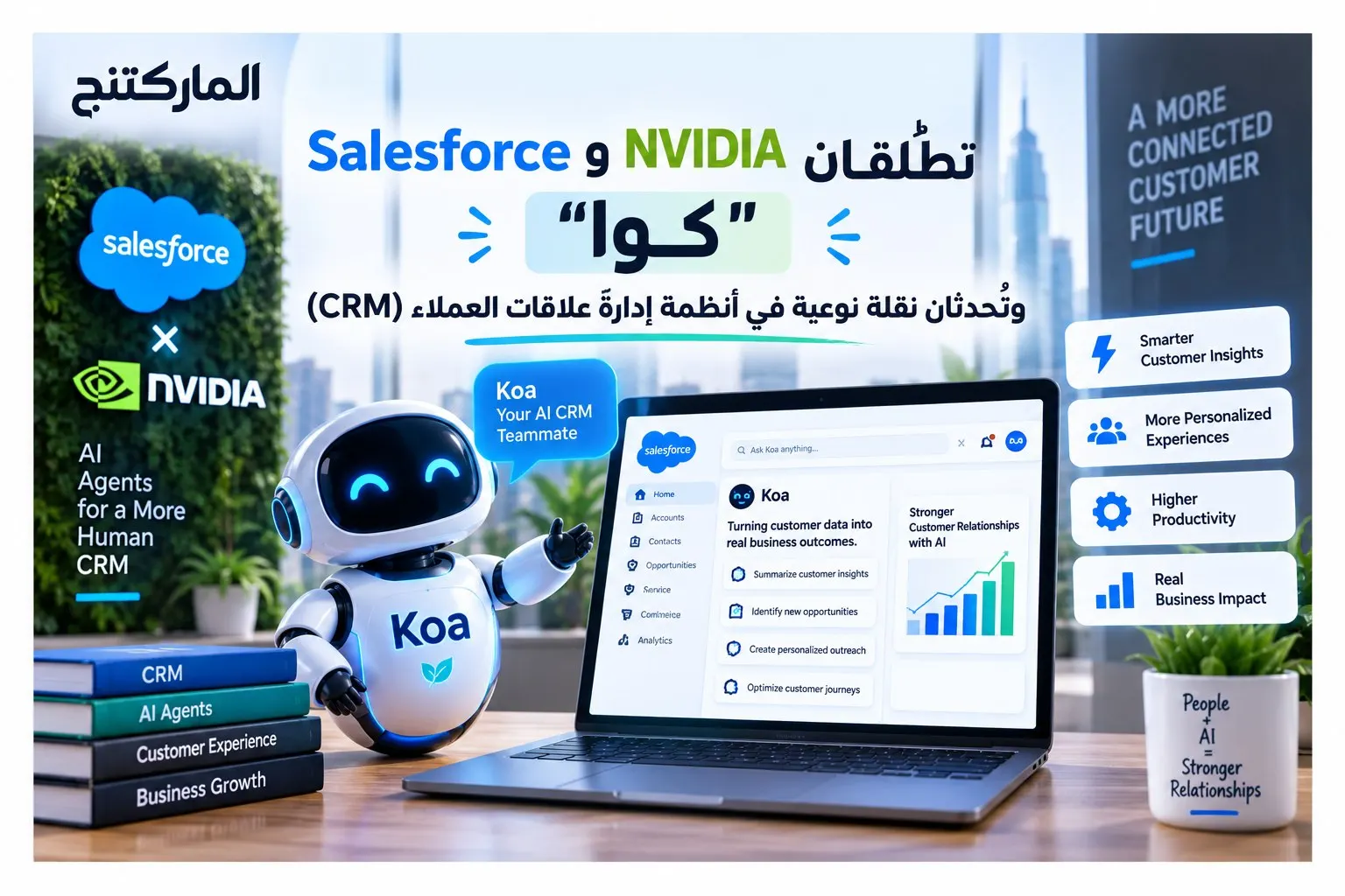 Salesforce و NVIDIA تطلقان "كوا" و تُحدثان نقلة نوعية في أنظمة إدارة علاقات العملاء (CRM)   