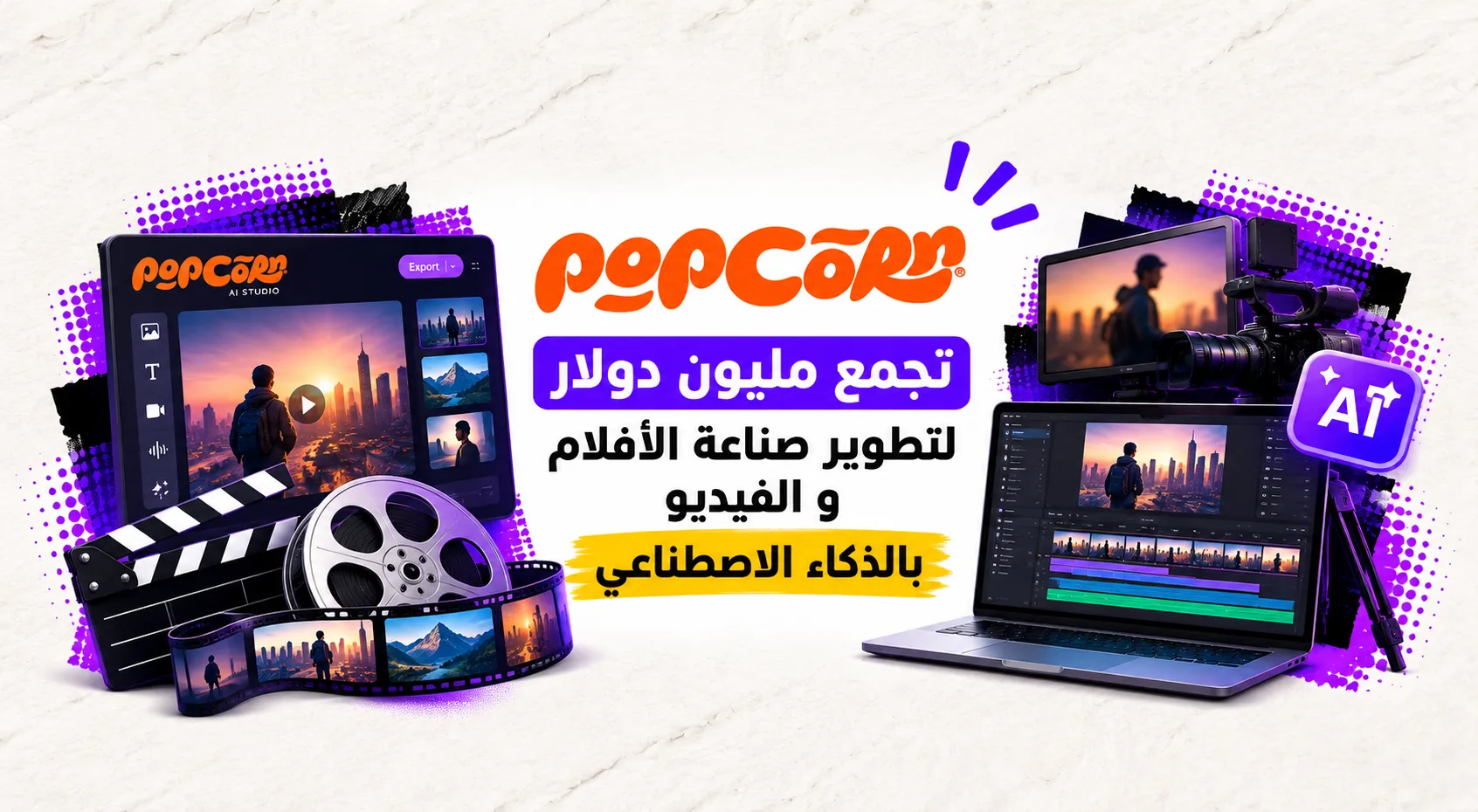 Popcorn AI Studio تجمع مليون دولار لتطوير صناعة الأفلام و الفيديو بالذكاء الاصطناعي