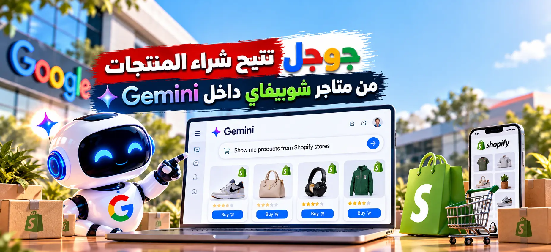 جوجل تتيح شراء المنتجات من متاجر شوبيفاي داخل gemini