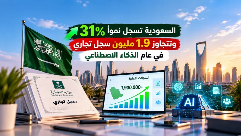 السعودية تسجل نموًا 31% وتتجاوز 1.9 مليون سجل تجاري في عام الذكاء الاصطناعي